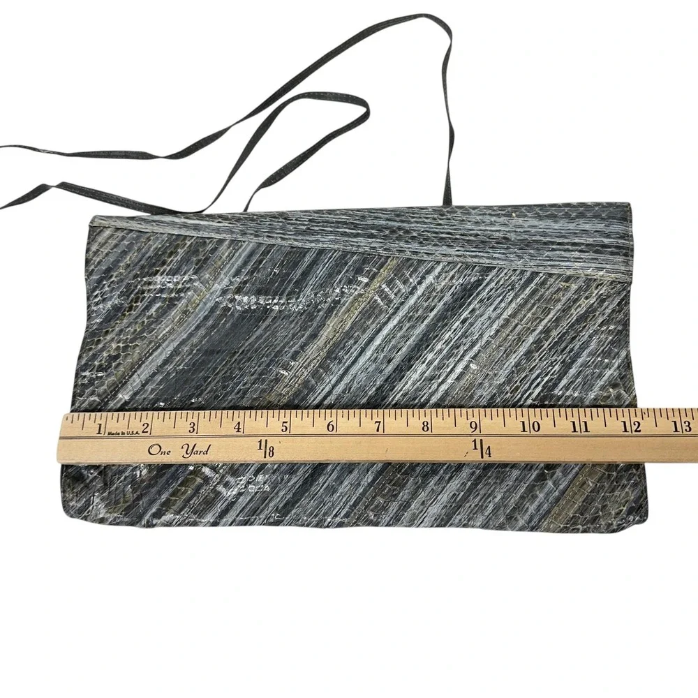 Vintage Lou-Ran Originals‎ Clutch Bag Womens Gray Authentic Snakeskin Leather